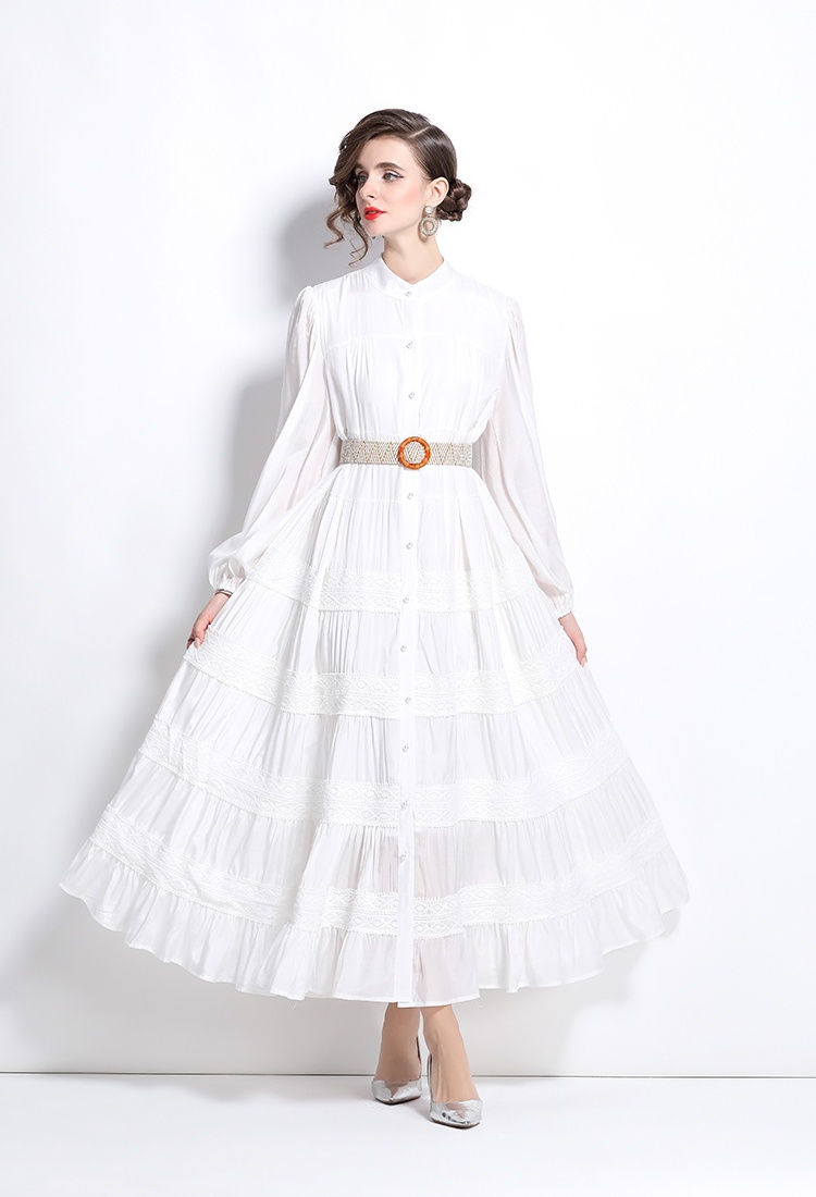 Spring lace splice big skirt dress