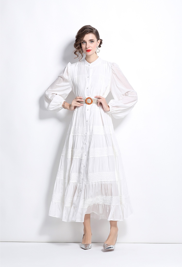 Spring lace splice big skirt dress