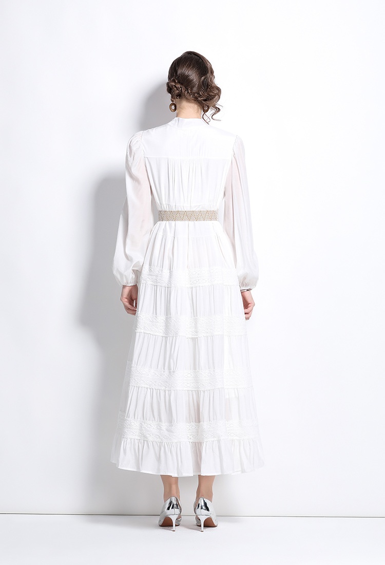 Spring lace splice big skirt dress