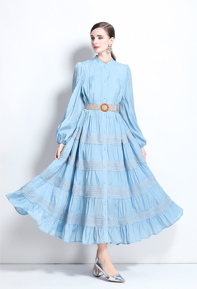 Spring lace splice big skirt dress