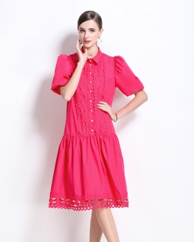 Loose large yard shirt puff sleeve dress