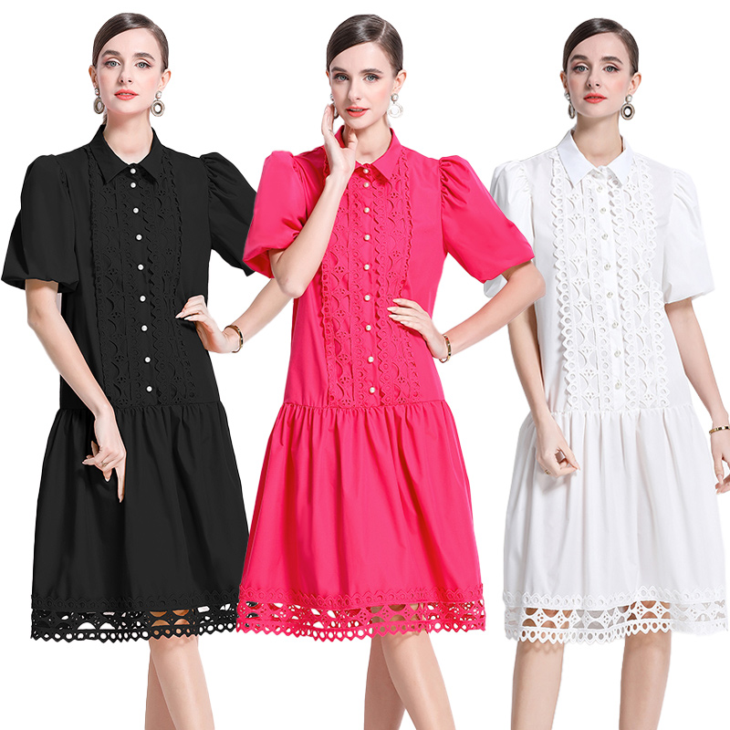 Loose large yard shirt puff sleeve dress