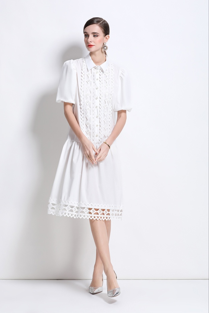 Loose large yard shirt puff sleeve dress