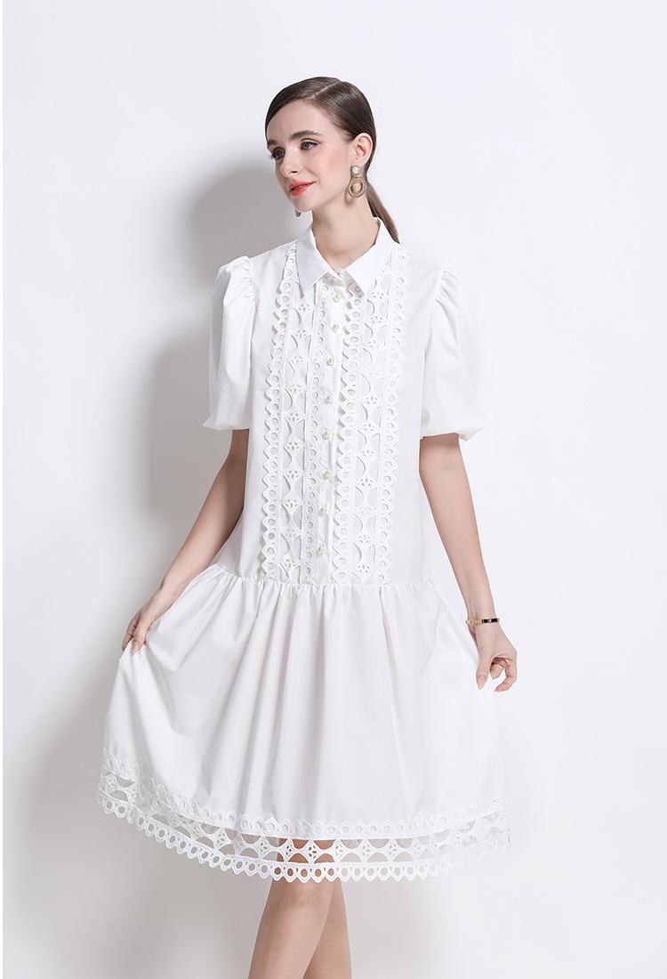 Loose large yard shirt puff sleeve dress