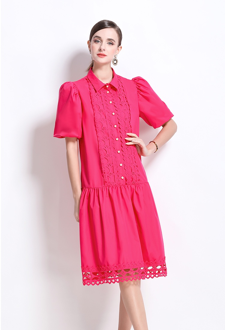 Loose large yard shirt puff sleeve dress