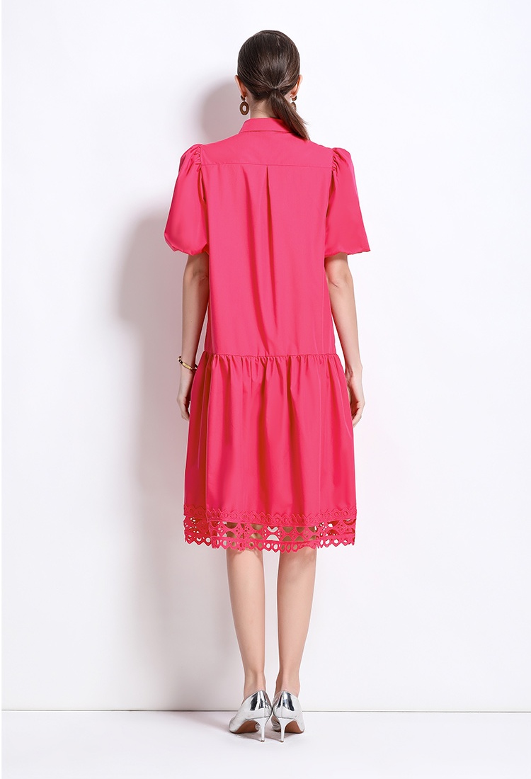 Loose large yard shirt puff sleeve dress