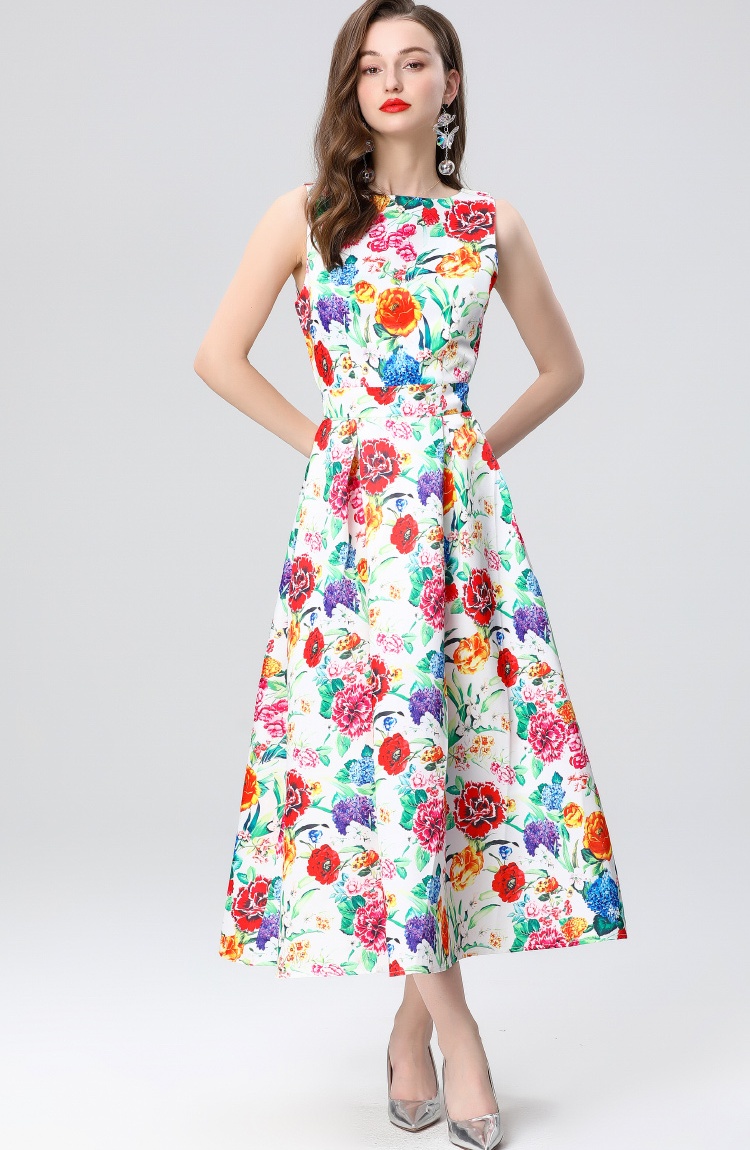 Stereoscopic high waist clipping A-line dress