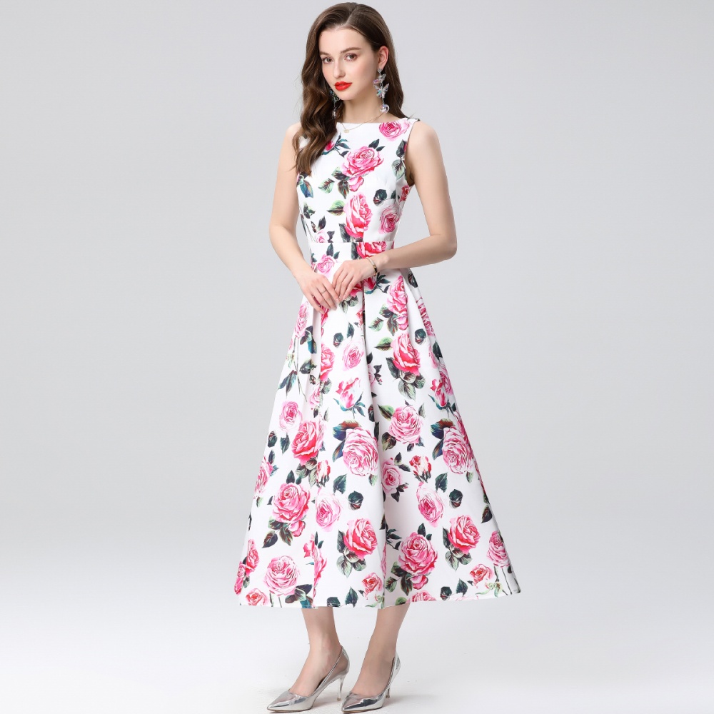 Pinched waist sleeveless high waist clipping dress