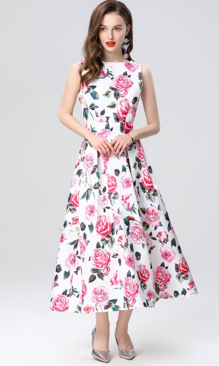 Pinched waist sleeveless high waist clipping dress