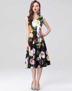 A-line stereoscopic clipping high waist dress