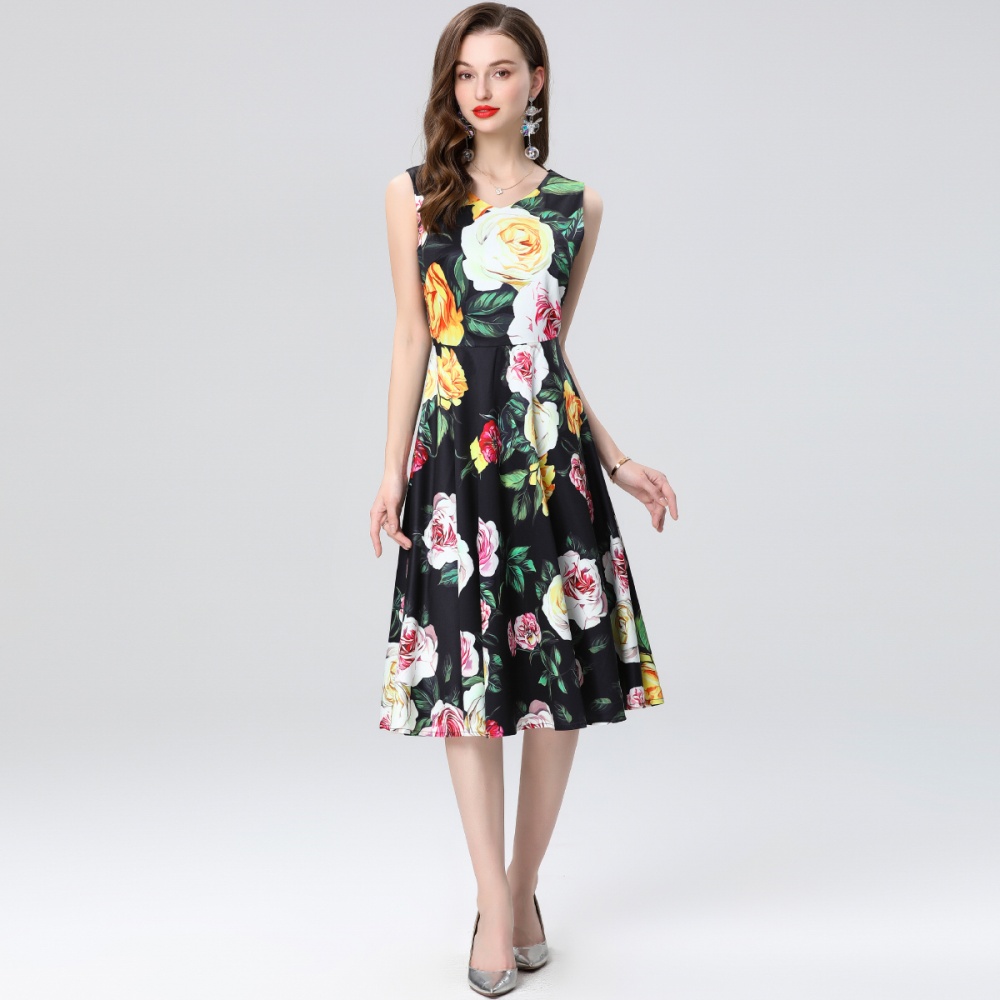 A-line stereoscopic clipping high waist dress