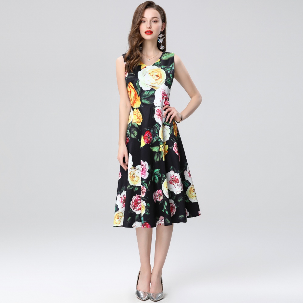 A-line stereoscopic clipping high waist dress