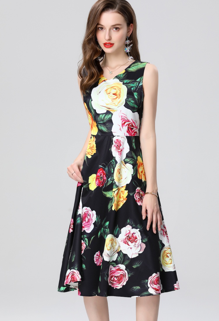 A-line stereoscopic clipping high waist dress