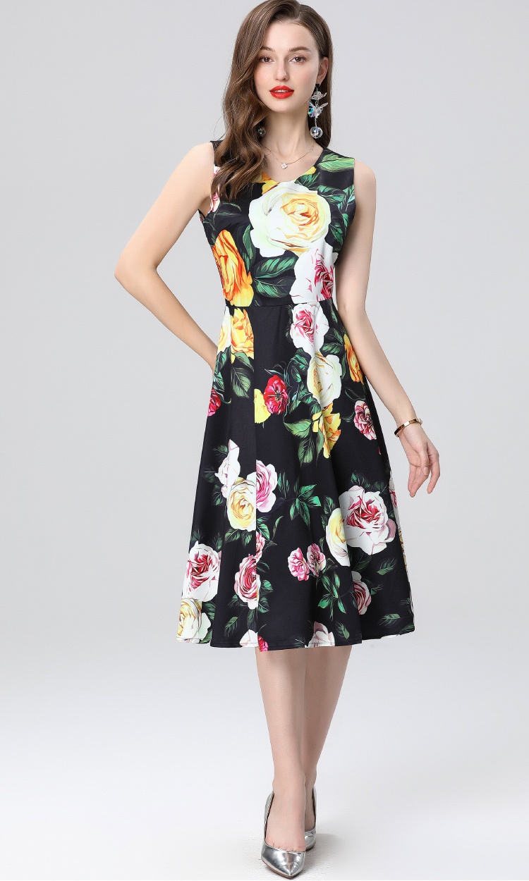 A-line stereoscopic clipping high waist dress