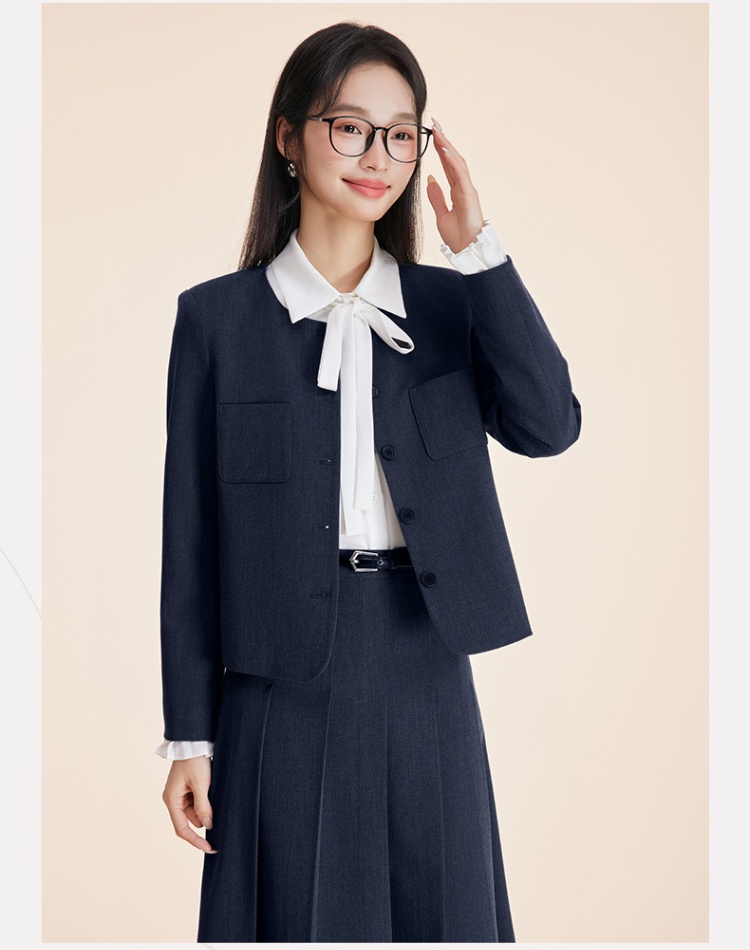 Navy-blue business suit profession coat 2pcs set