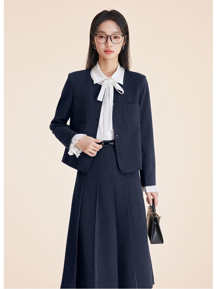 Navy-blue business suit profession coat 2pcs set