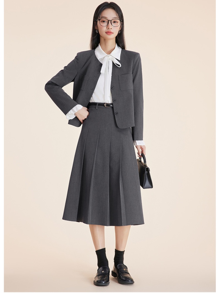 Overalls skirt navy-blue business suit 3pcs set