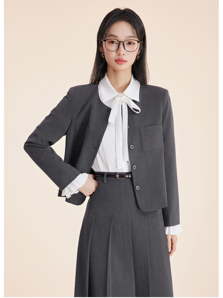 Overalls skirt navy-blue business suit 3pcs set