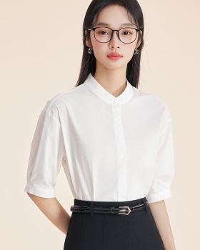 Cotton short sleeve tops white profession shirt for women