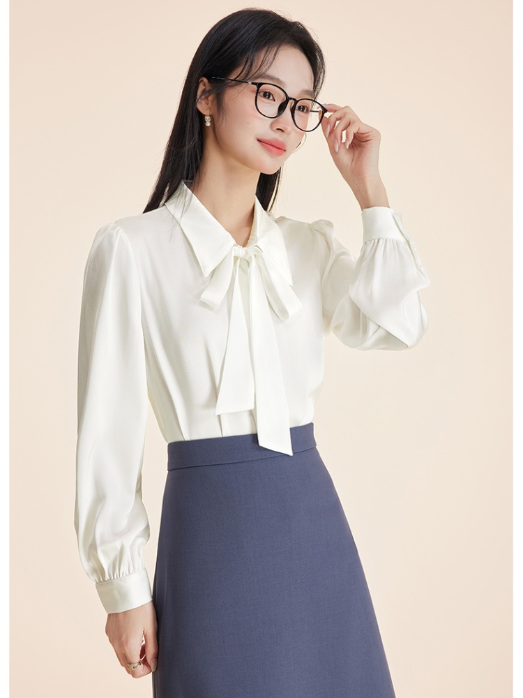 Autumn and winter chiffon profession bow shirt for women