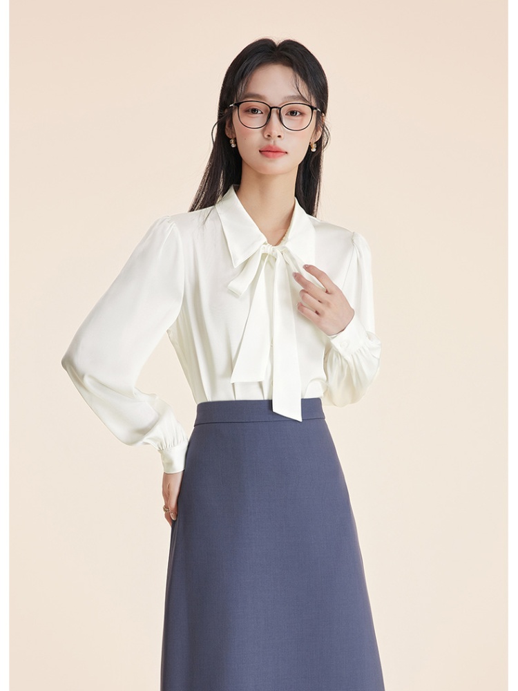 Autumn and winter chiffon profession bow shirt for women