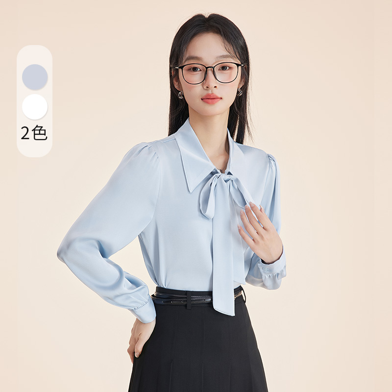 Autumn and winter chiffon profession bow shirt for women