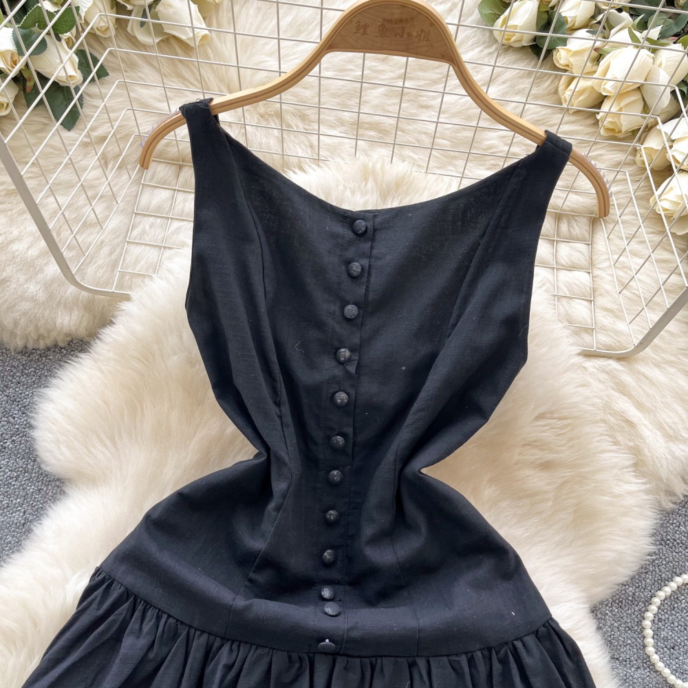 Lady sweet France style T-back sling pinched waist dress