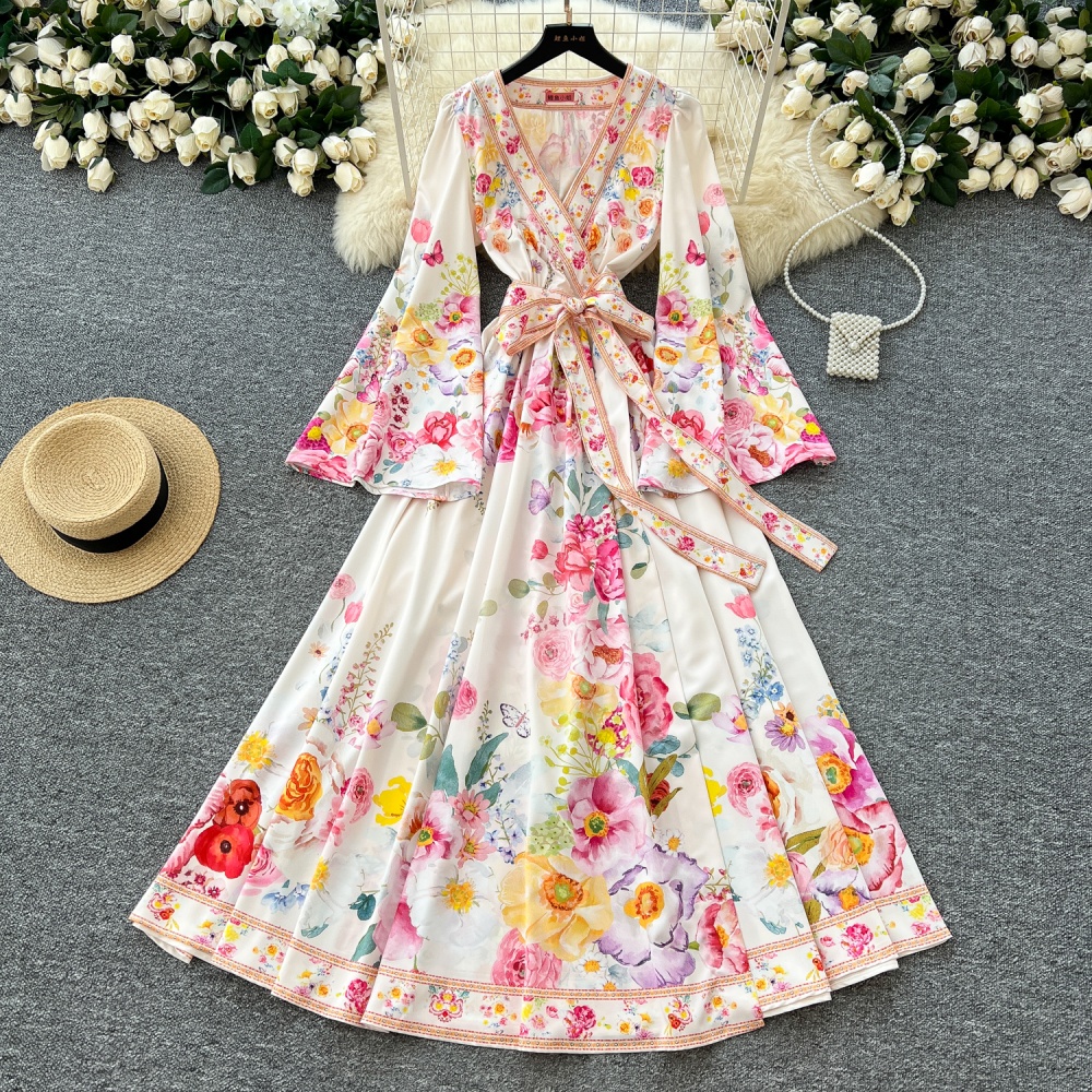 Long formal dress pinched waist dress for women