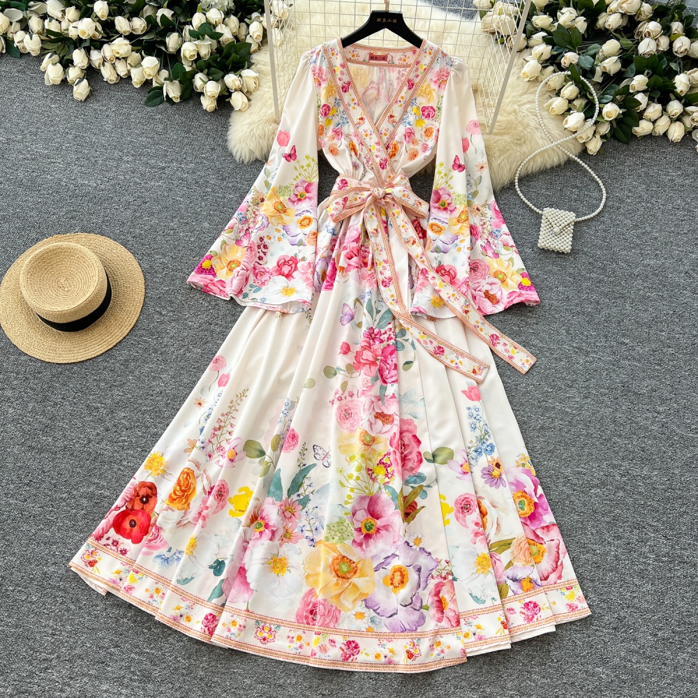 Long formal dress pinched waist dress for women