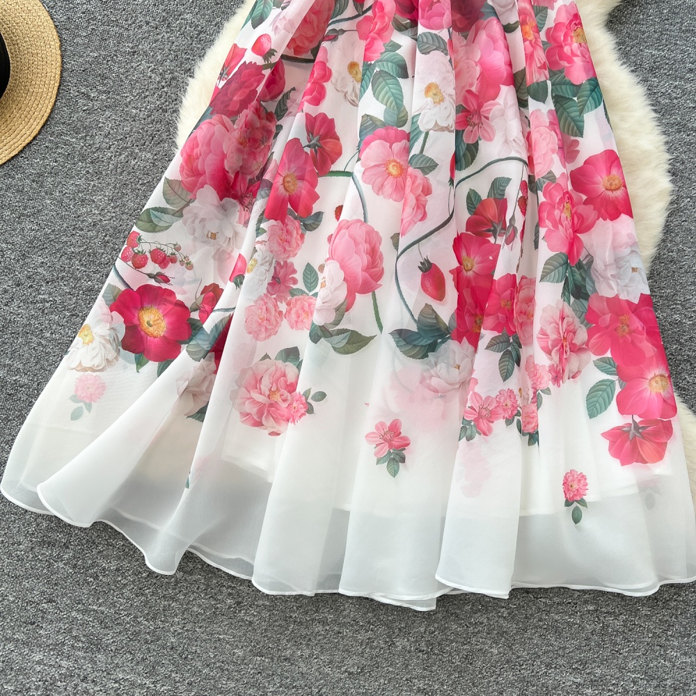 Pinched waist dress France style long dress for women