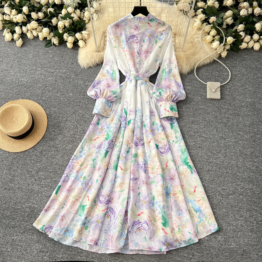 Pinched waist long dress elegant dress for women