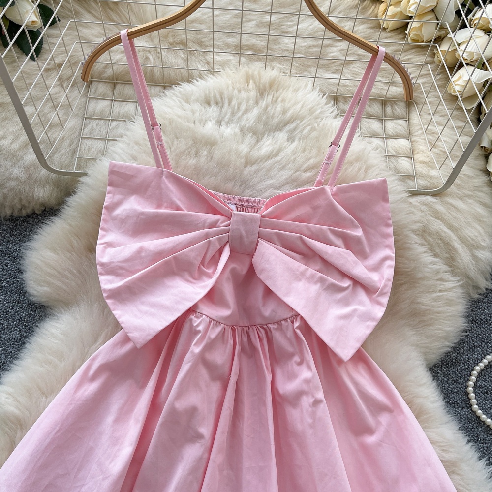 Big bow romantic wrapped chest dress for women