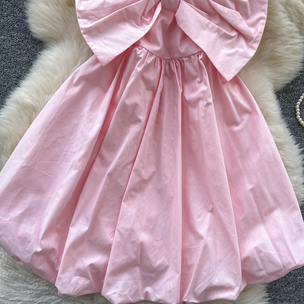 Big bow romantic wrapped chest dress for women