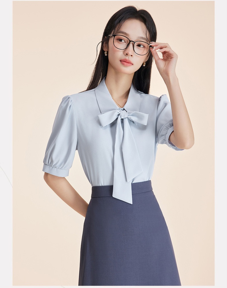 Profession blue chiffon shirt long sleeve tops