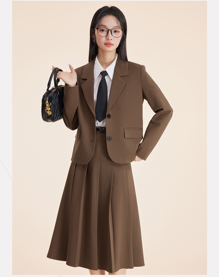 Pleated business suit overalls skirt 2pcs set for women