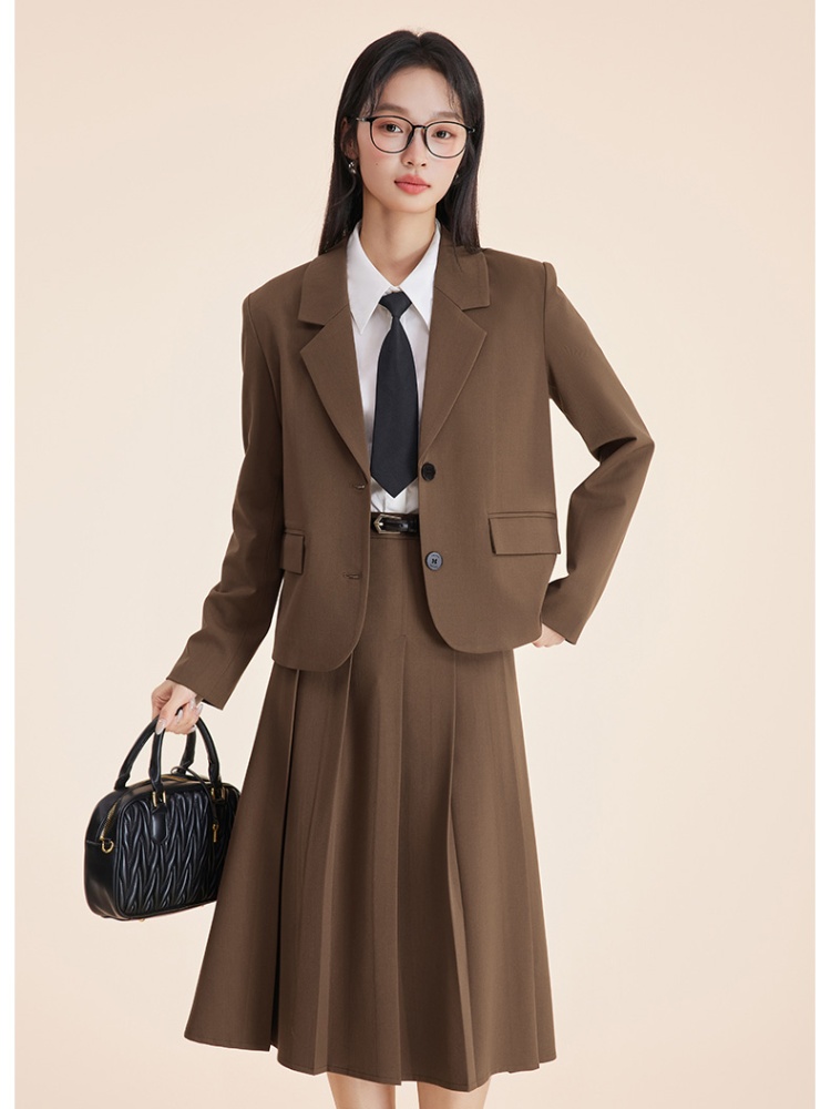 Pleated business suit overalls skirt 2pcs set for women