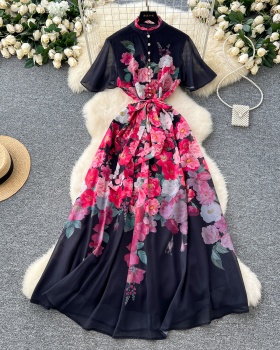 Pinched waist dress pearl long dress for women