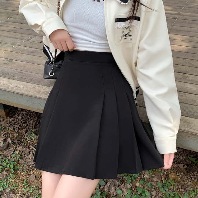 High waist business suit pleated skirt for women