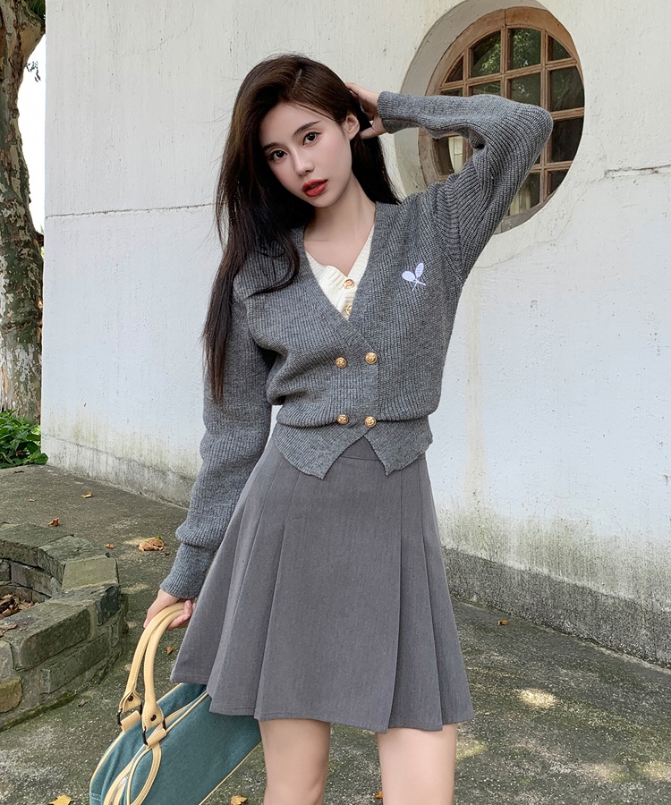 High waist business suit pleated skirt for women