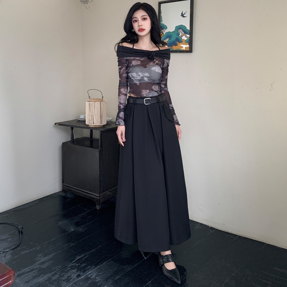 Big skirt pleated business suit slim long skirt