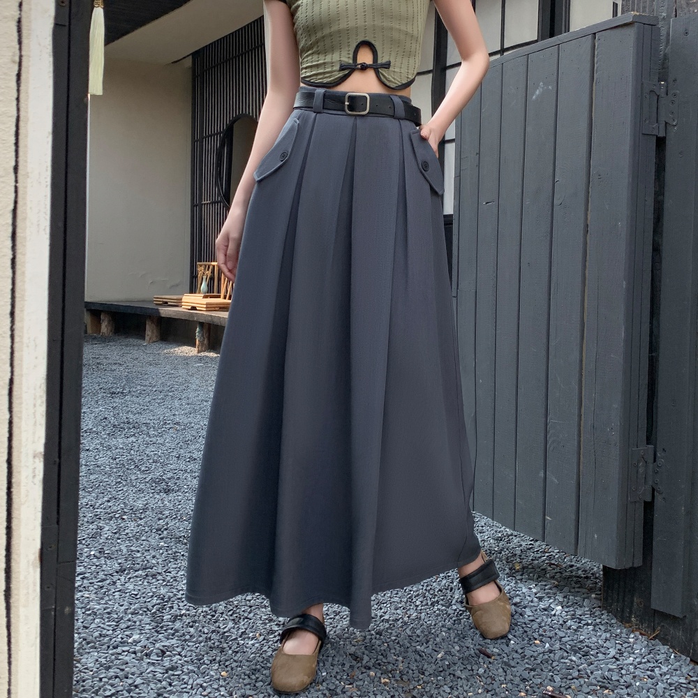 Big skirt pleated business suit slim long skirt