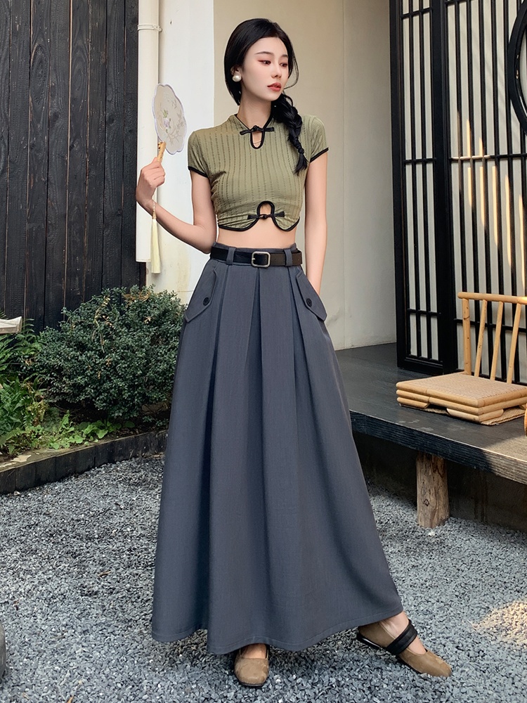 Big skirt pleated business suit slim long skirt