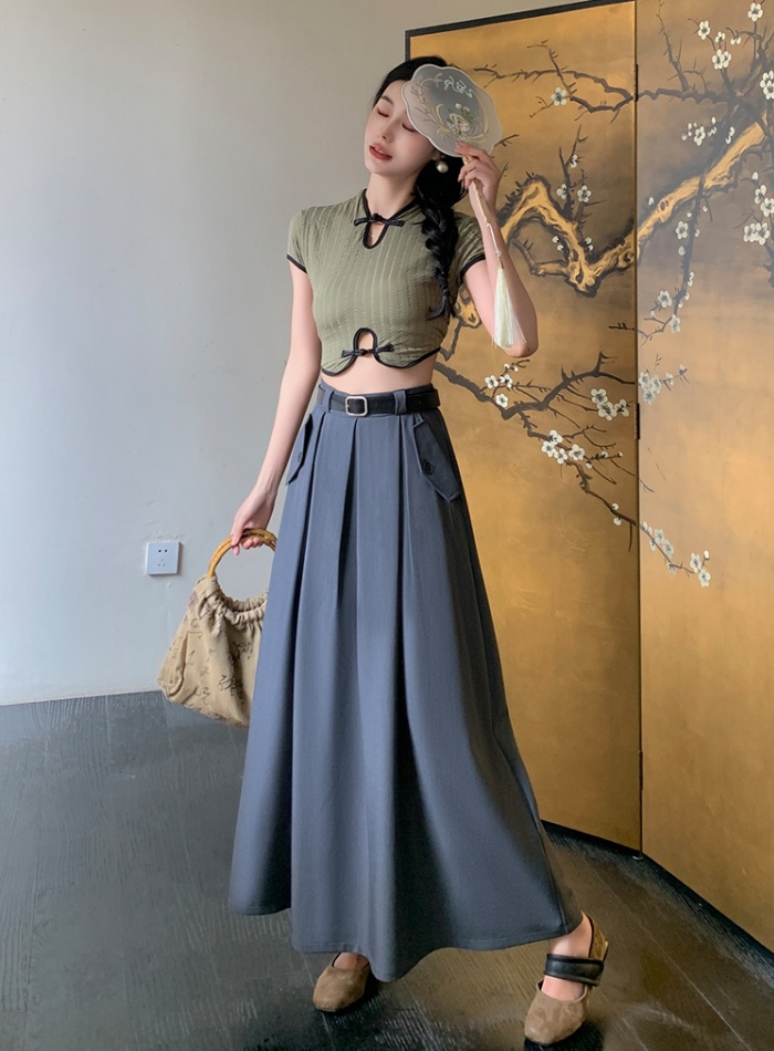 Big skirt pleated business suit slim long skirt