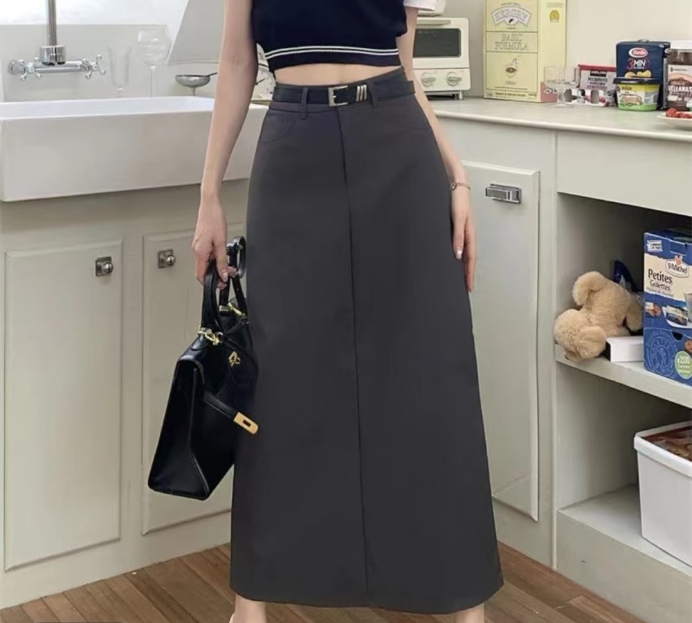 Long loose business suit high waist large yard skirt for women