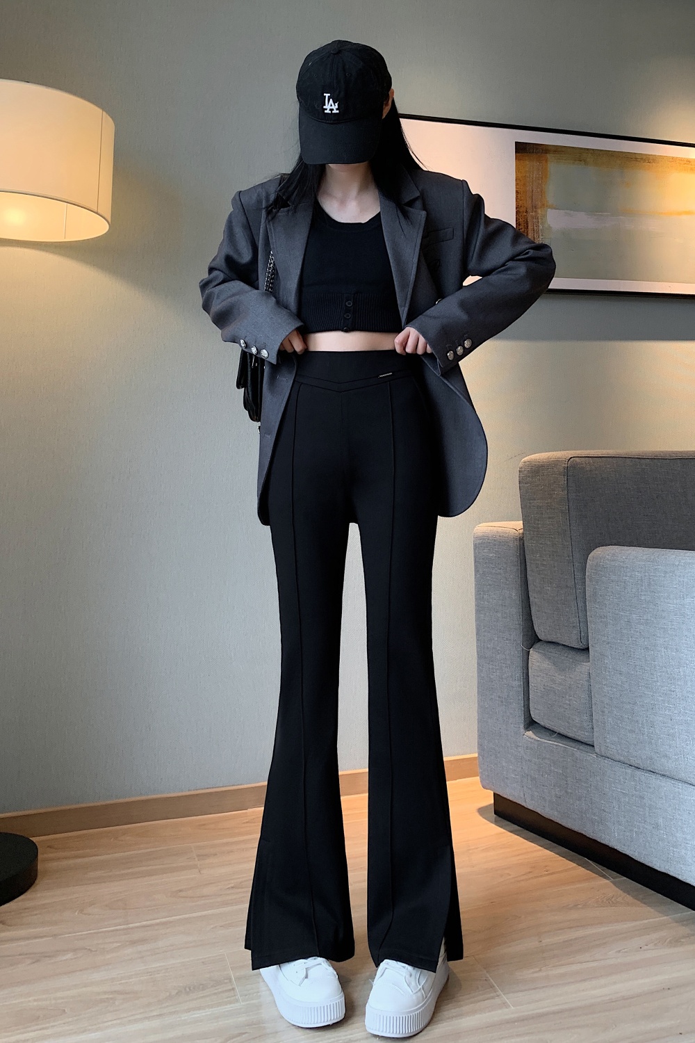 Wide leg mopping Casual slim split pants for women