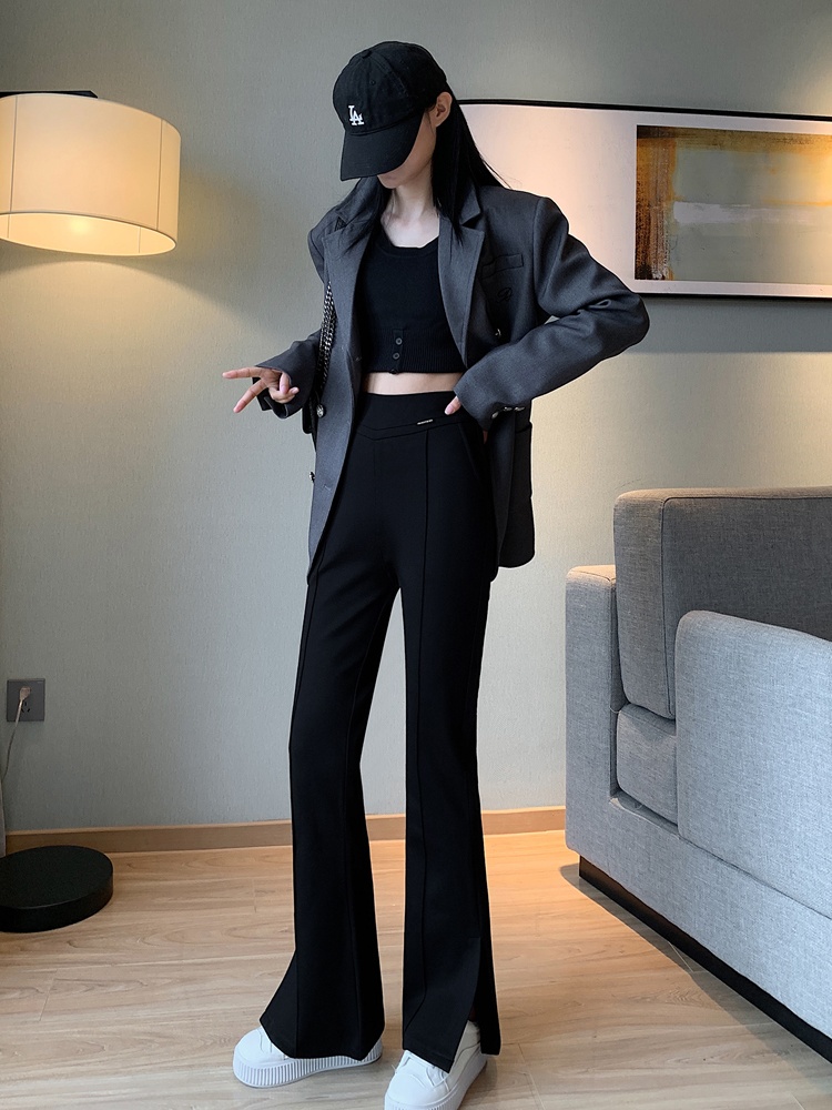 Wide leg mopping Casual slim split pants for women