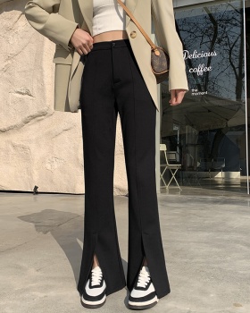 Wide leg high waist straight pants split slim Casual pants