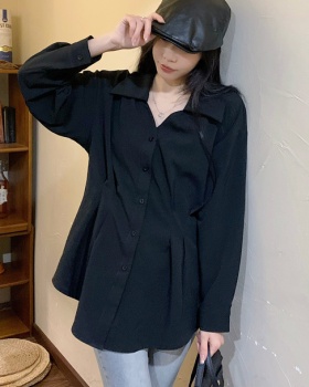 Long sleeve pinched waist shirt niche small shirt