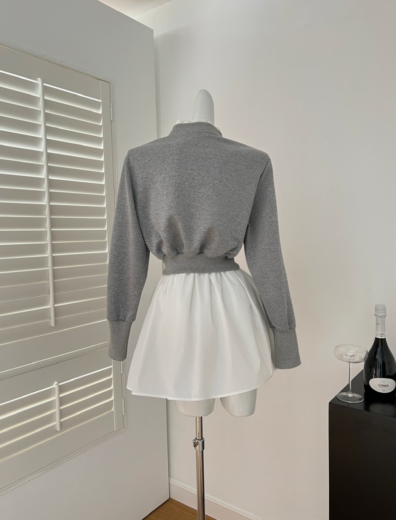 Knitted coat short skirt 2pcs set for women