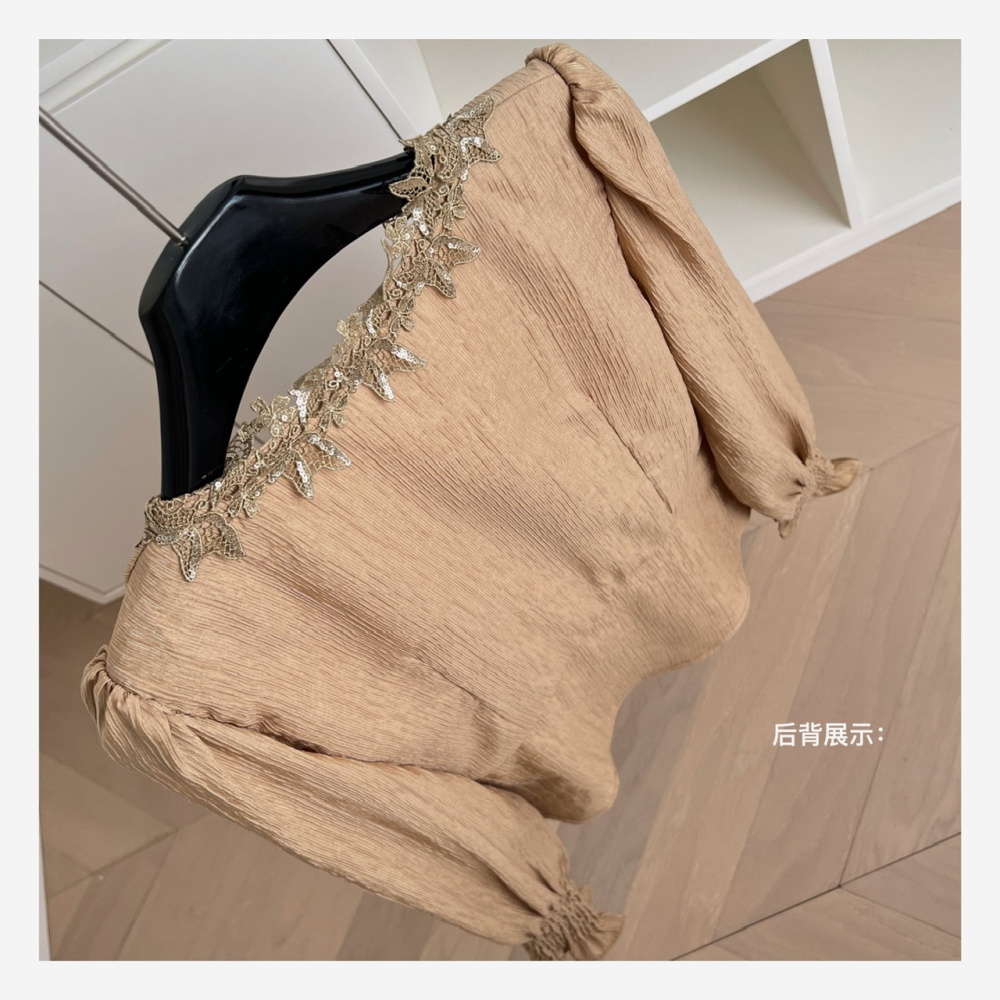 Lace long sleeve tender tops spring splice shirt for women